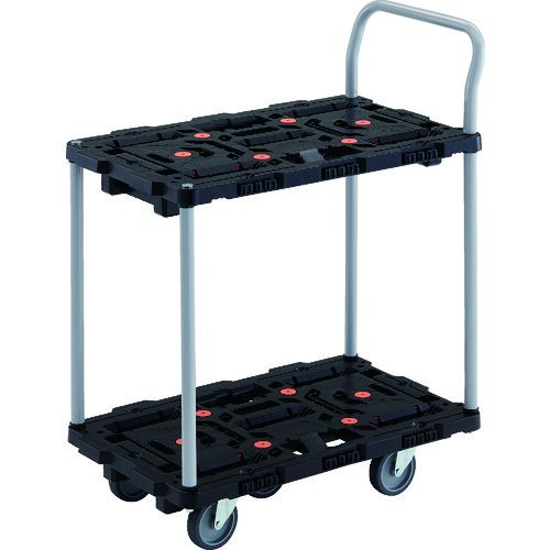 【期間限定!対象商品P2~20倍】 TRUSCO 連結式樹脂製2段台車 ビートル 700X450 自在5輪 ハンドル付 1台 (BT724J5E100)|福祉用具のバリューケア