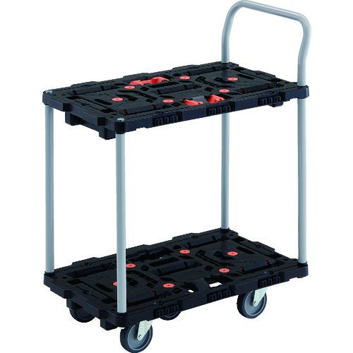 【期間限定!対象商品P2～20倍】 ＴＲＵＳＣＯ 連結式樹脂製２段台車 ビートル ７００Ｘ４５０ 自在５輪 とめたろう ハンドル付 1台 (BT724J5E100T)
