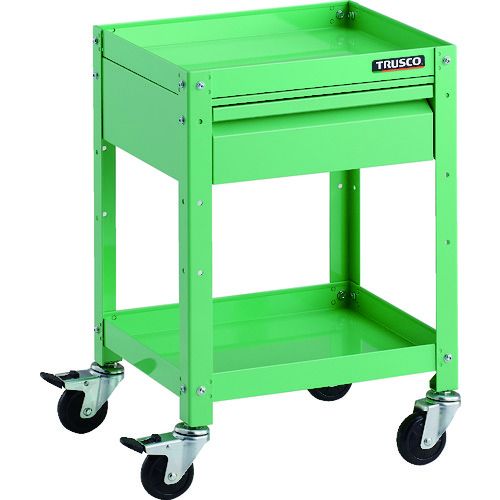 【SS押さえる 38万商いもの以上10%OFF】 ＴＲＵＳＣＯ 手道具手押し車 ラビットワゴン ４００Ｘ３５０ 抽き出し１段付 天然ゴム拷問台 青少年緑であること 1台 (RBW642VYG)