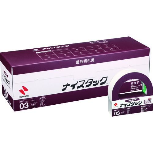 【期間限定!対象商品P2～20倍】 ニチバン　両面テープ　ナイスタック屋外掲示用　ＮＷＢＢ－Ｎ３０　３０ｍｍＸ５ｍ（大巻１０巻入）　1箱 (NWBBN30)