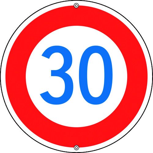 【期間限定!対象商品P2～20倍】 緑十字　道路標識・構内用　制限速度３０キロ　道路３２３－３０Ｋ　６００ｍｍΦ　スチール　1枚 (133227)