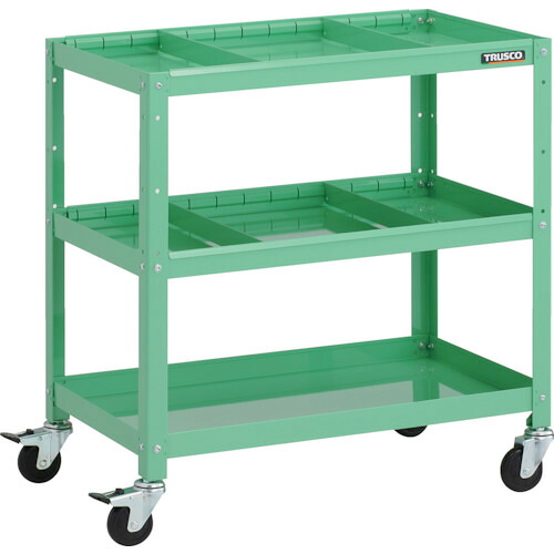 【SS押さえる 38万商いもの以上10%OFF】 ＴＲＵＳＣＯ 手道具手押し車 ラビットワゴン ７００Ｘ４５０ＸＨ７４０ 中仕切り板２段付 天然ゴム拷問台 青少年緑であること 1台 (RBW773S2YG)