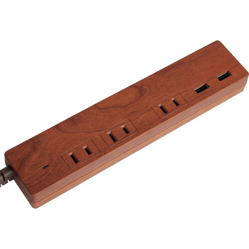 【期間限定!対象商品P2～20倍】 Ｆａｒｇｏ　ＮＡＴＵＲＡＬ　ＷＯＯＤ　ＴＡＰ　ＡＣ３個口　２．１Ａ　ＵＳＢ　２ポート　ダークウッド　1個 (PT337DW)
