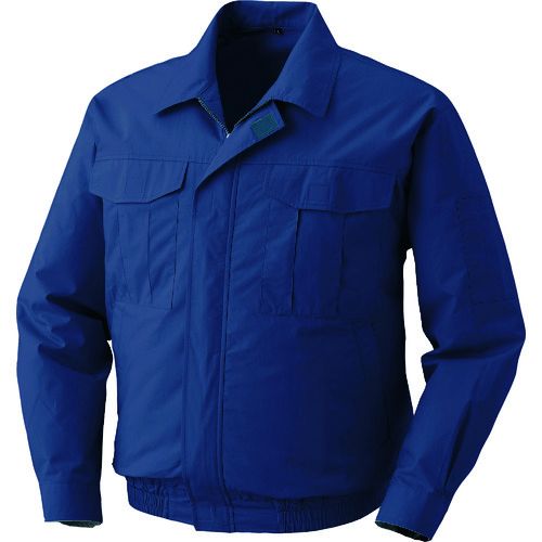 【期間限定!対象商品P2～20倍】 空調服 綿薄手ワーク空調服 ワンタッチファングレー 電池ボックスセット ダークブルー ４Ｌ 1着