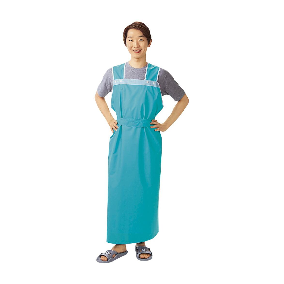 【期間限定!対象商品P2～20倍】 ハビナース　軽やか介助用エプロン（男 11246(ｸﾞﾘｰﾝ)ﾛﾝｸﾞ