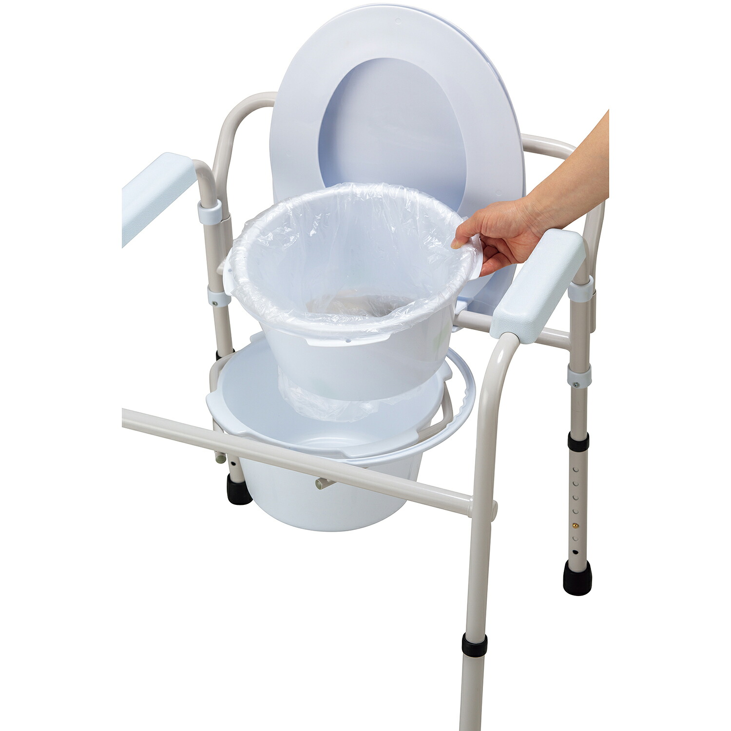 【期間限定!対象商品P2～20倍】 マツヨシ ポータブルトイレチェア MY-1251 オリタタミシキ ポータブルトイレ 樹脂製 25-3262-00
