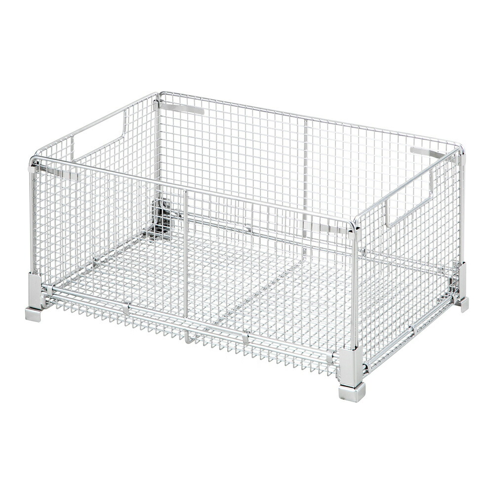 【期間限定!対象商品P2～20倍】 折りたたみステンレスバスケット 450×300×216mm　OB-2 1個