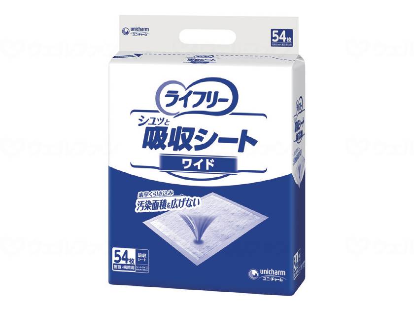 【期間限定!対象商品P2～20倍】 ユニ・チャームGﾗｲﾌﾘｰ　ｼｭｯと吸収ｼｰﾄﾜｲﾄﾞ　54枚入 ｹｰｽ