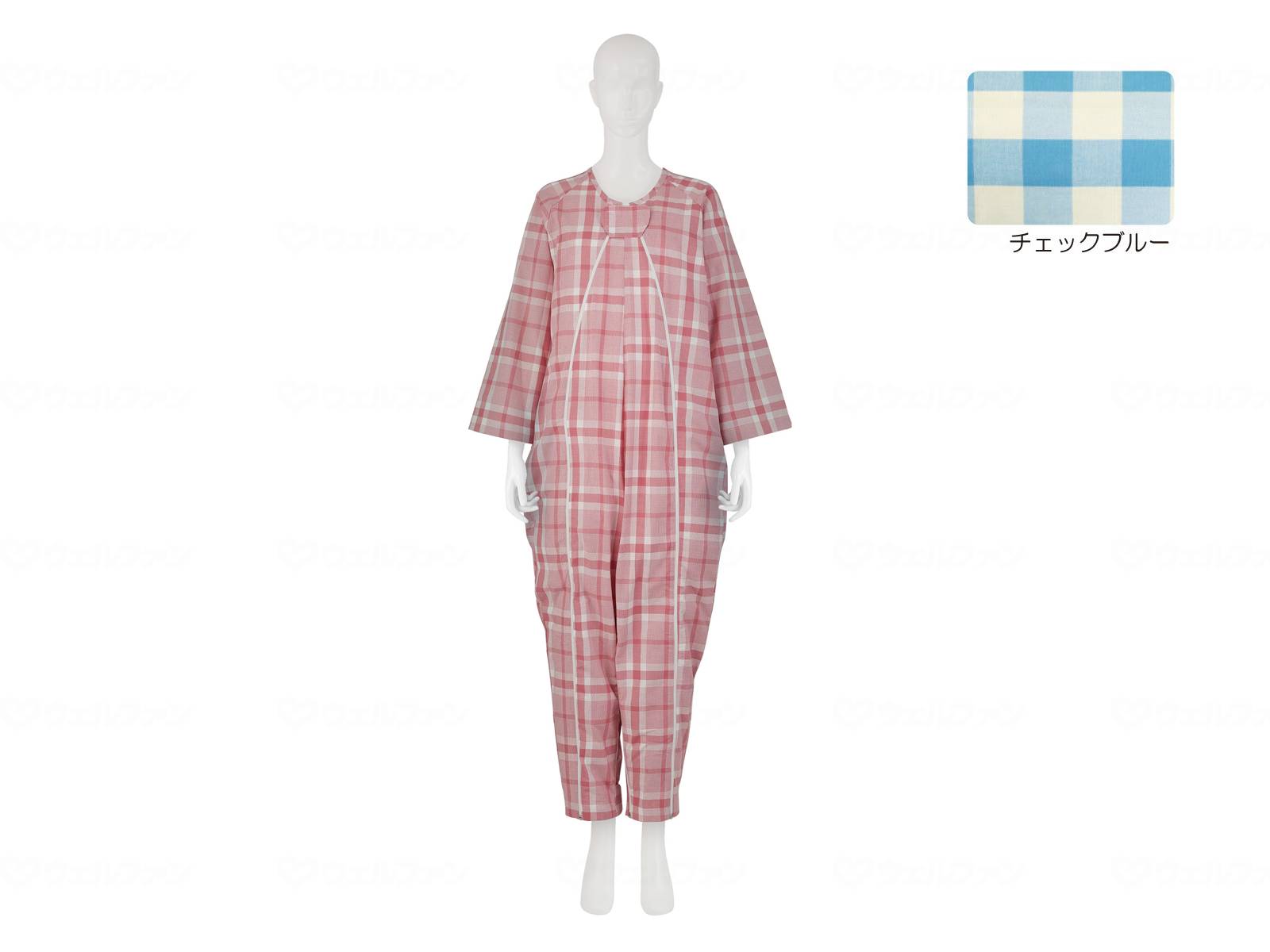 【期間限定!対象商品P2～20倍】 竹虎ﾌﾄﾞｰねまきA　厚手 ﾁｪｯｸﾌﾞﾙｰ M｜福祉用具のバリューケア