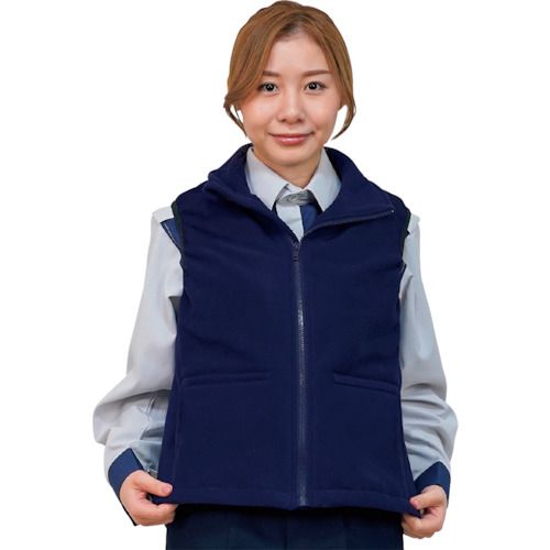 【期間限定!対象商品P2～20倍】 岡潮　紺色フリース発熱ベスト＋モバイルバッテリー１０，０００ｍＡｈセット　Ｌ　1個 (OK40211L)