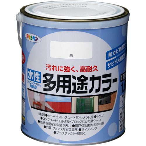 【期間限定!対象商品P2～20倍】 アサヒペン　水性多用途カラー　１．６Ｌ　白　1缶 (461315)