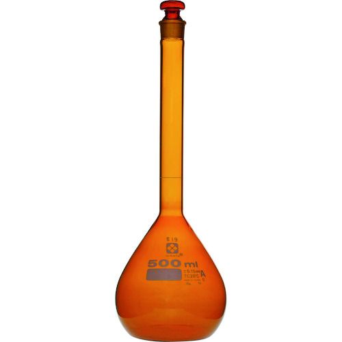 【期間限定!対象商品P2～20倍】 ＳＩＢＡＴＡ　メスフラスコ　スーパーグレード　茶褐色　５００ｍＬ　1本 (020070500)｜福祉用具のバリューケア