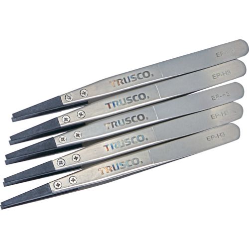 【期間限定!対象商品P2~20倍】 TRUSCO まとめ買い ESDチップピンセット 平型 先端幅3mm 5本入り 1S (EPH3M5)|福祉用具のバリューケア