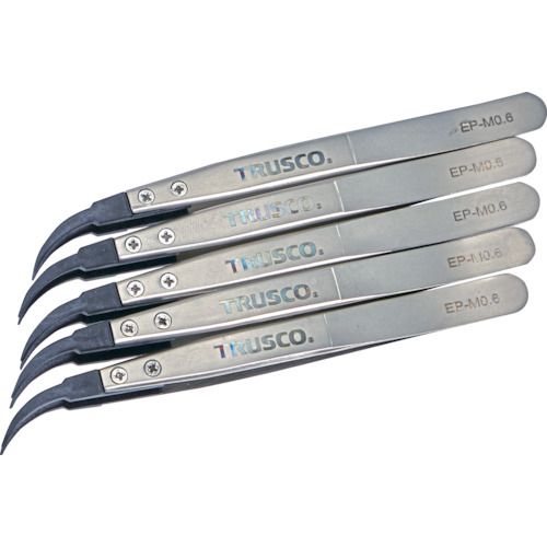 【期間限定!対象商品P2~20倍】 TRUSCO まとめ買い ESDチップピンセット 曲がり型 先端幅0.6mm 5本入り 1S (EPM0.6M5)|福祉用具のバリューケア