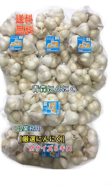 にんにく　業務用にんにく5kg　Mサイズ　【 C品】青森にんにく　「ホワイト六片種にんにく」　国産にんにく　青森にんにく
