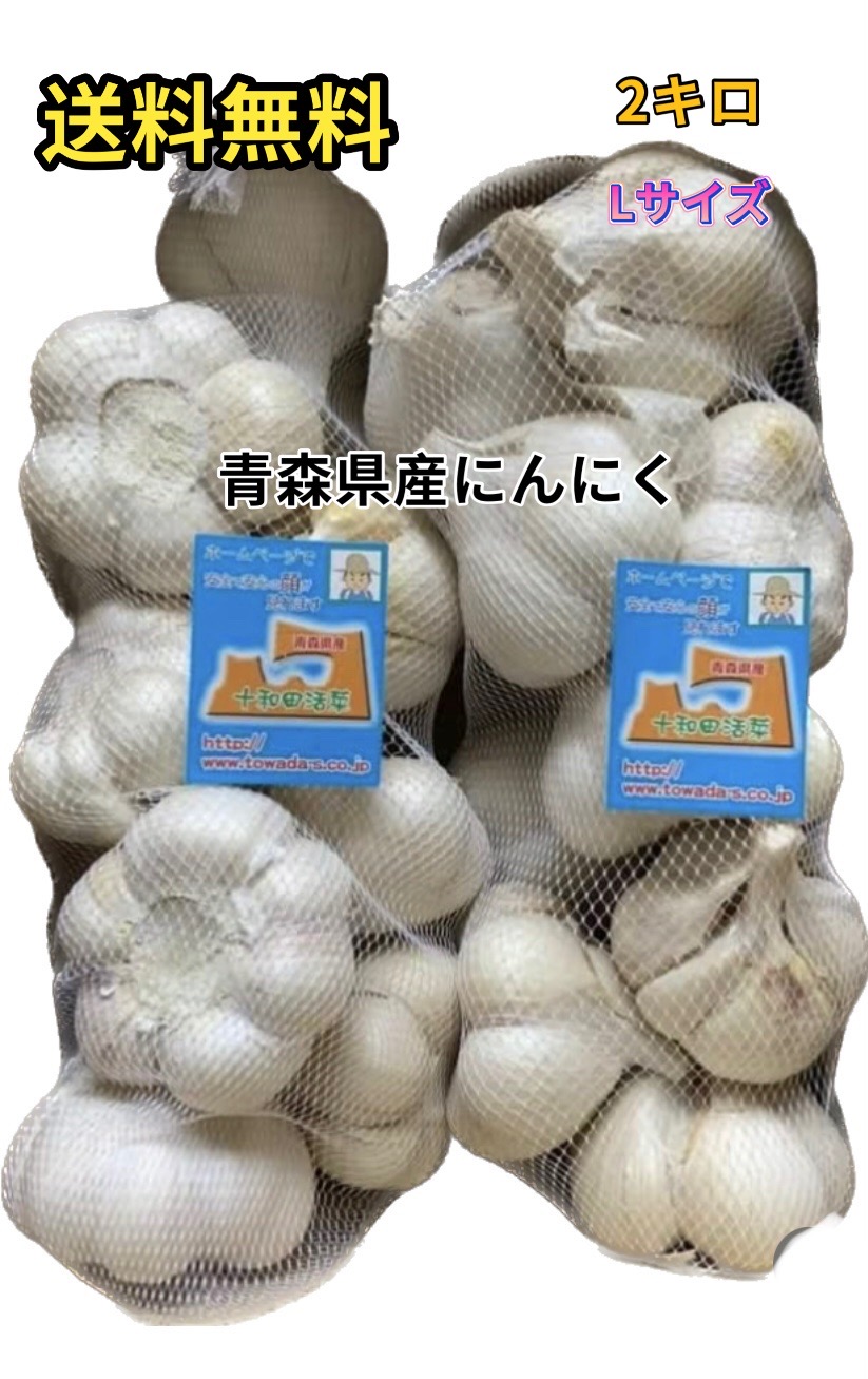 にんにく　業務用にんにくLサイズ2kg　並級C品　青森県産　「ホワイト六片種にんにく」　　国産にんにく　青森にんにく