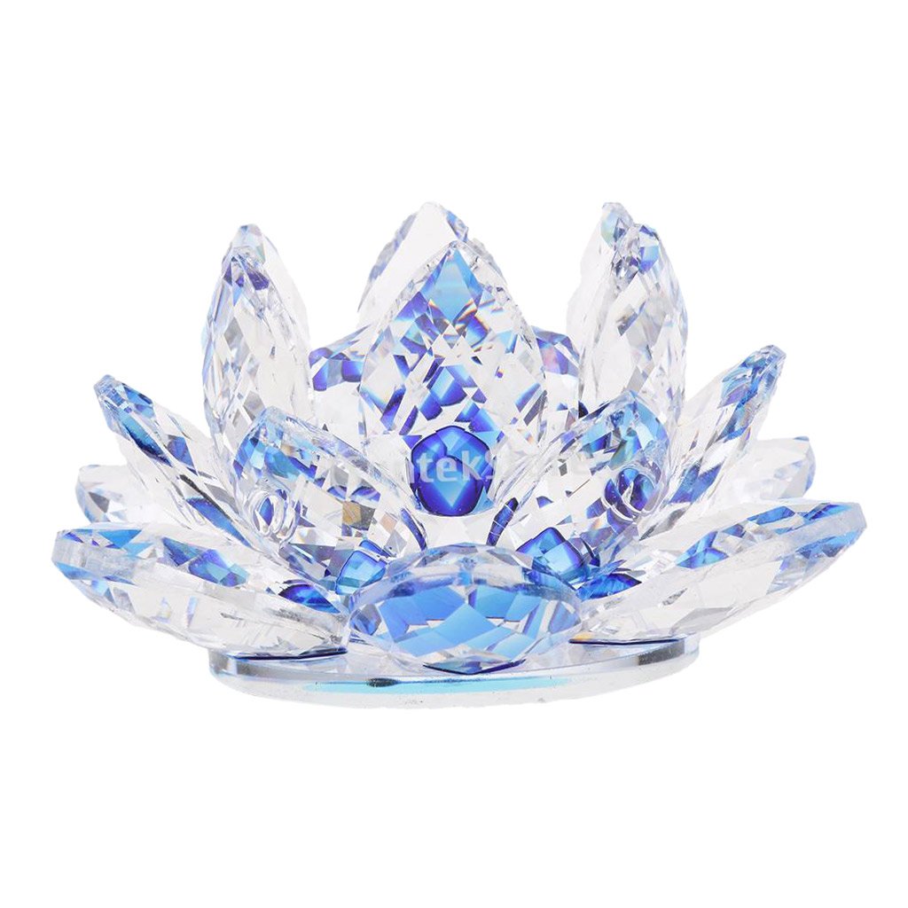 ロータス 工芸 文鎮 ガラス 工芸品 多色可選, 青, 90x40mm