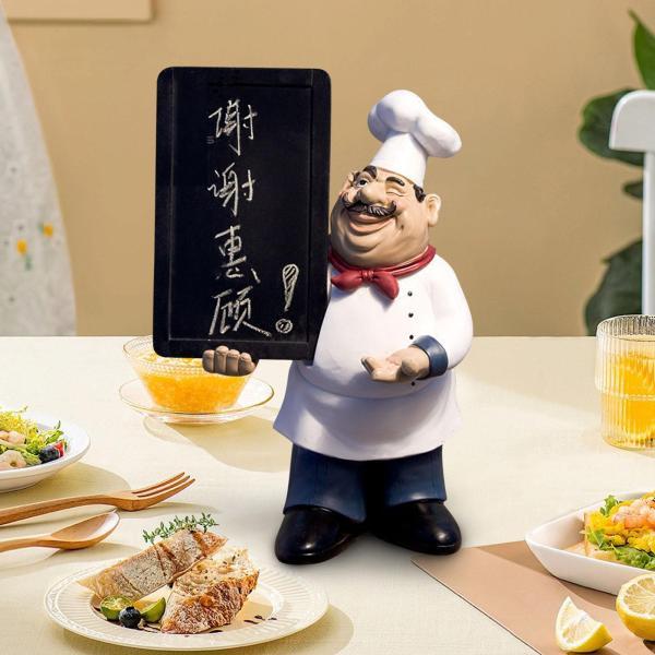 シェフの置物 シェフの彫刻 かわいい料理シェフの飾り シェフの装飾像 卓上カウンターショップ装飾 キッチン装飾用