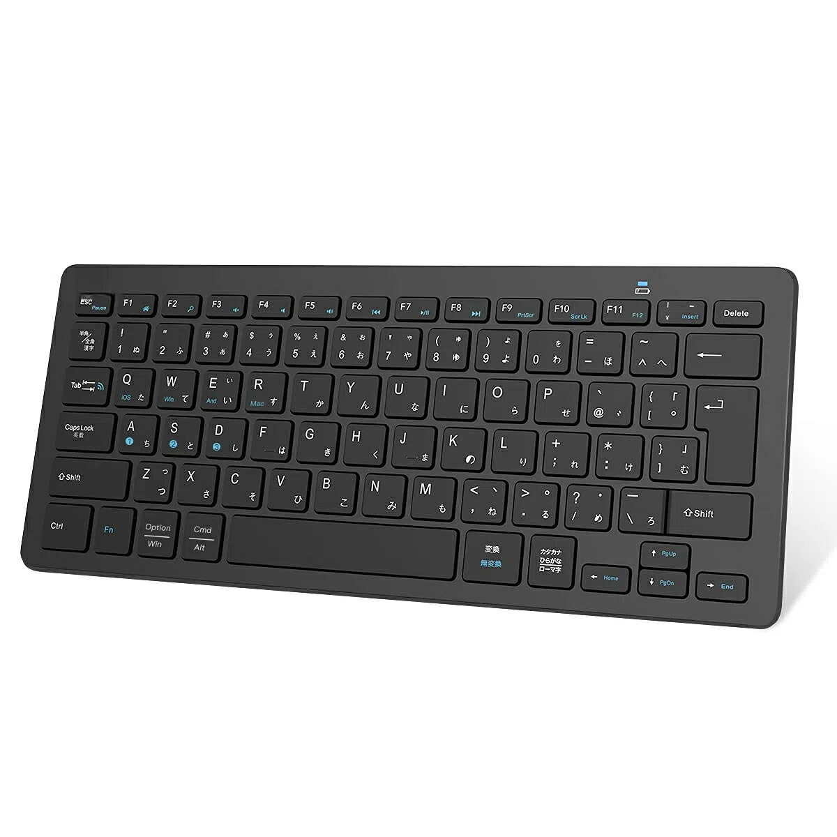 キーボード ワイヤレス 小型 キーボード JIS基準 日本語配列 多システム対応 パソコン スマホ タブレット 三つデバイス自由に切替え 軽量 超薄型 ブラック