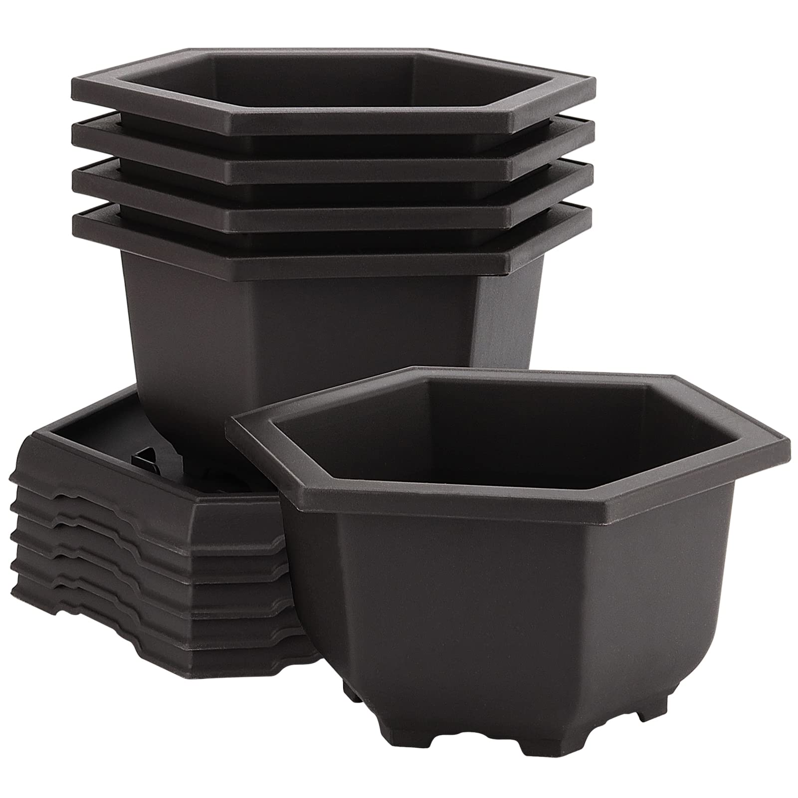 盆栽ポット 5個パック 長方形 メッシュプラスチック盆栽トレーニングポット トレイ付き 植物 花 木 栽培 盆栽 プランター ガーデン用品 庭 オフィス 部屋 バルコニー用 7.4インチ