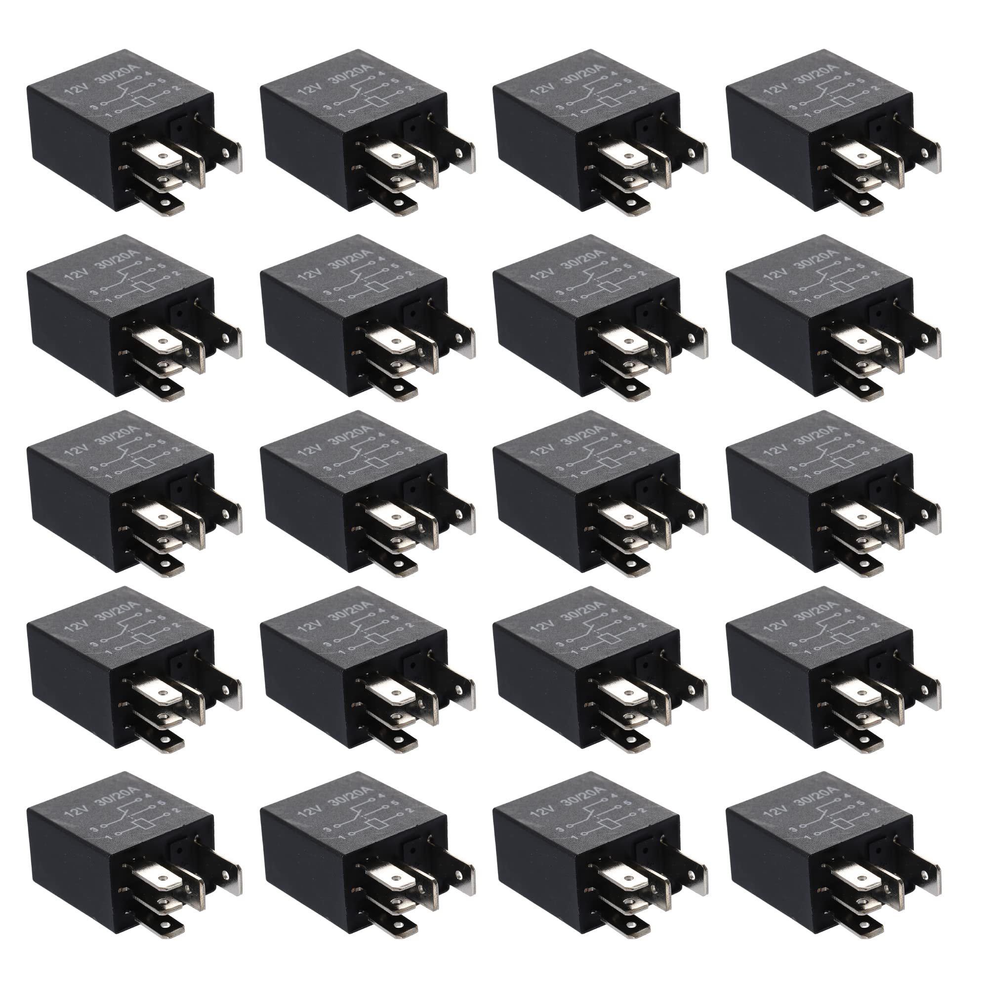 Tカーヒューズリレー カーリレー 自動車用リレー DC 12V 30A SPDT 汎用リレー 5ピン 20個入り|バリューライフ店