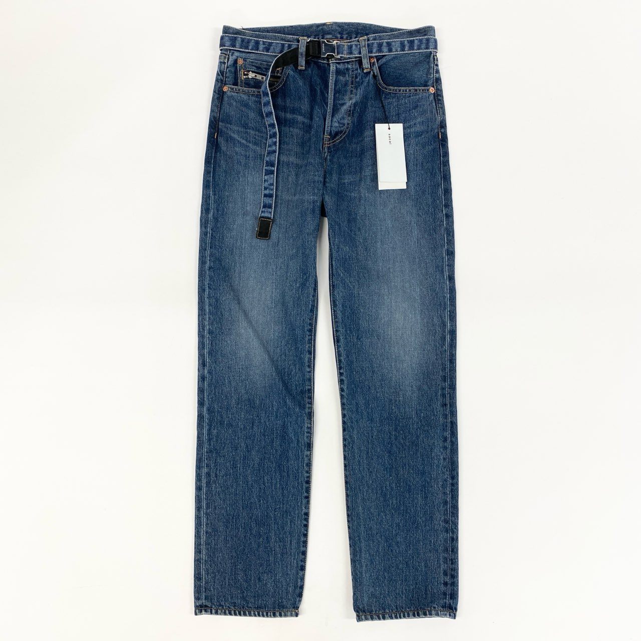 sacai サカイ ベルテッド デニムパンツ ジーンズ インディゴ M sacai 【値下げ】sacai ベルテッドデニムパンツ SCM-081