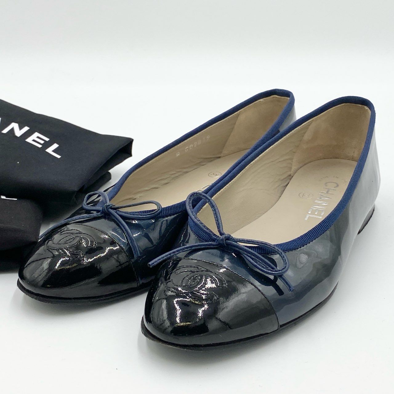 CHANEL バレエシューズ フラットシューズ 35 CHANEL シャネル バレエシューズ 35 1/2C G02819 ゴールドカラー