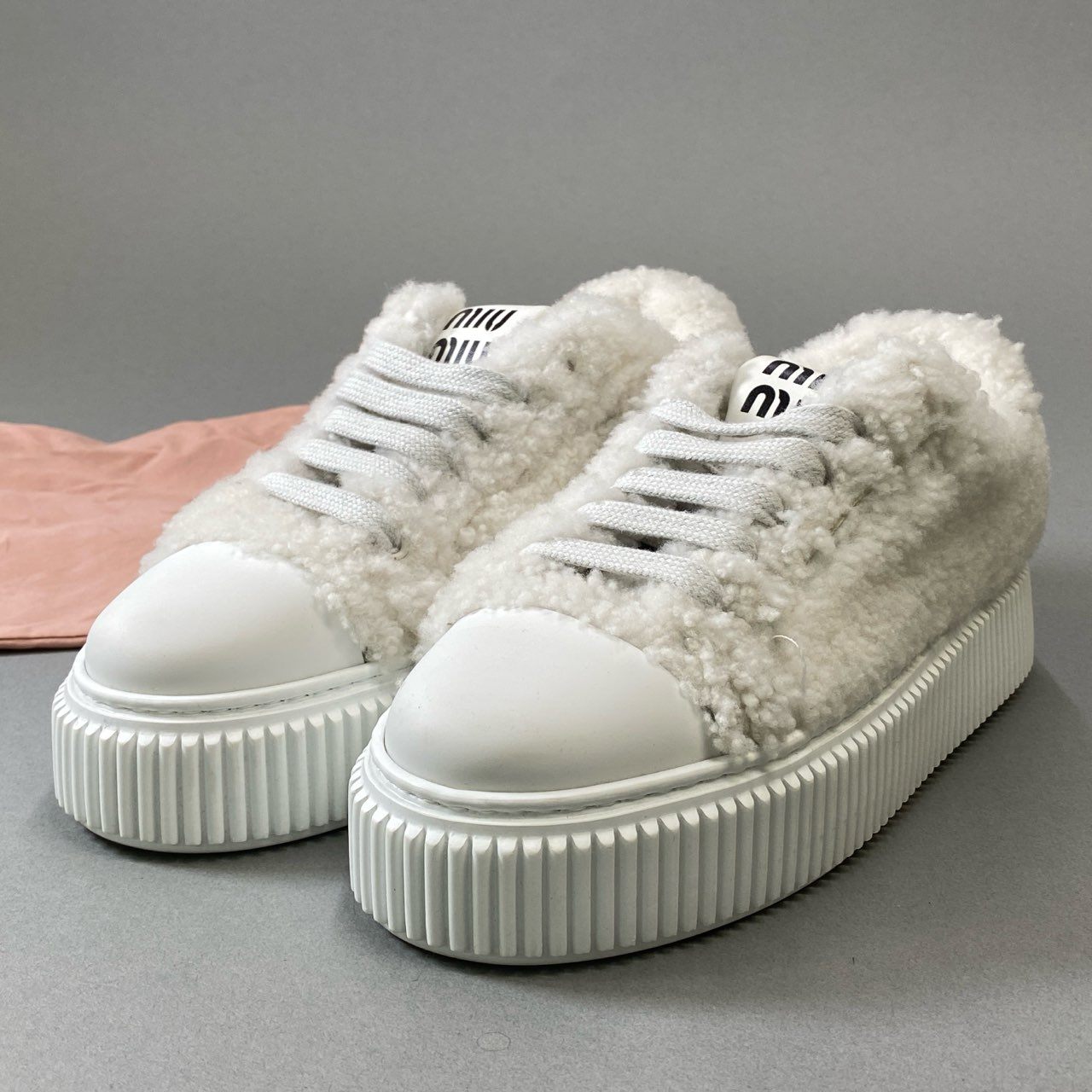 楽天市場】【ミュウミュウ】Miu Miu レザー ボア レースアップ