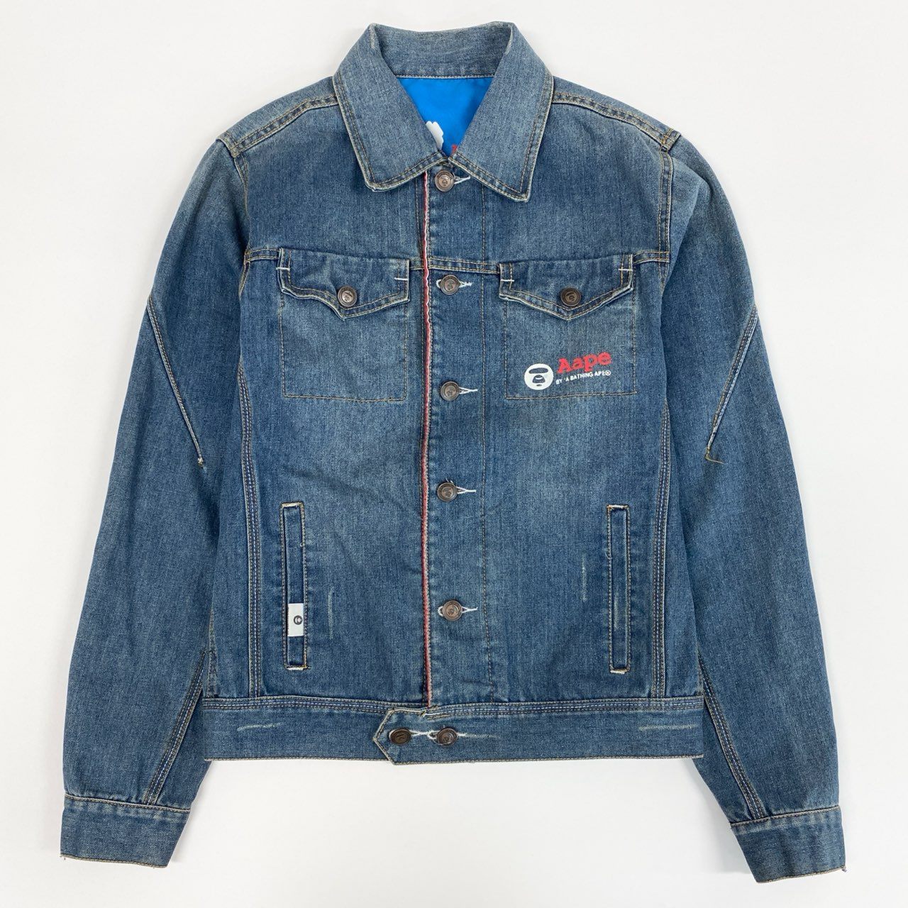 Aape エーエイプ　デニムジャケット カモフラージュフード付き　ベイプスタ ア ベイシング エイプ A BATHING APE カモフラ柄フード