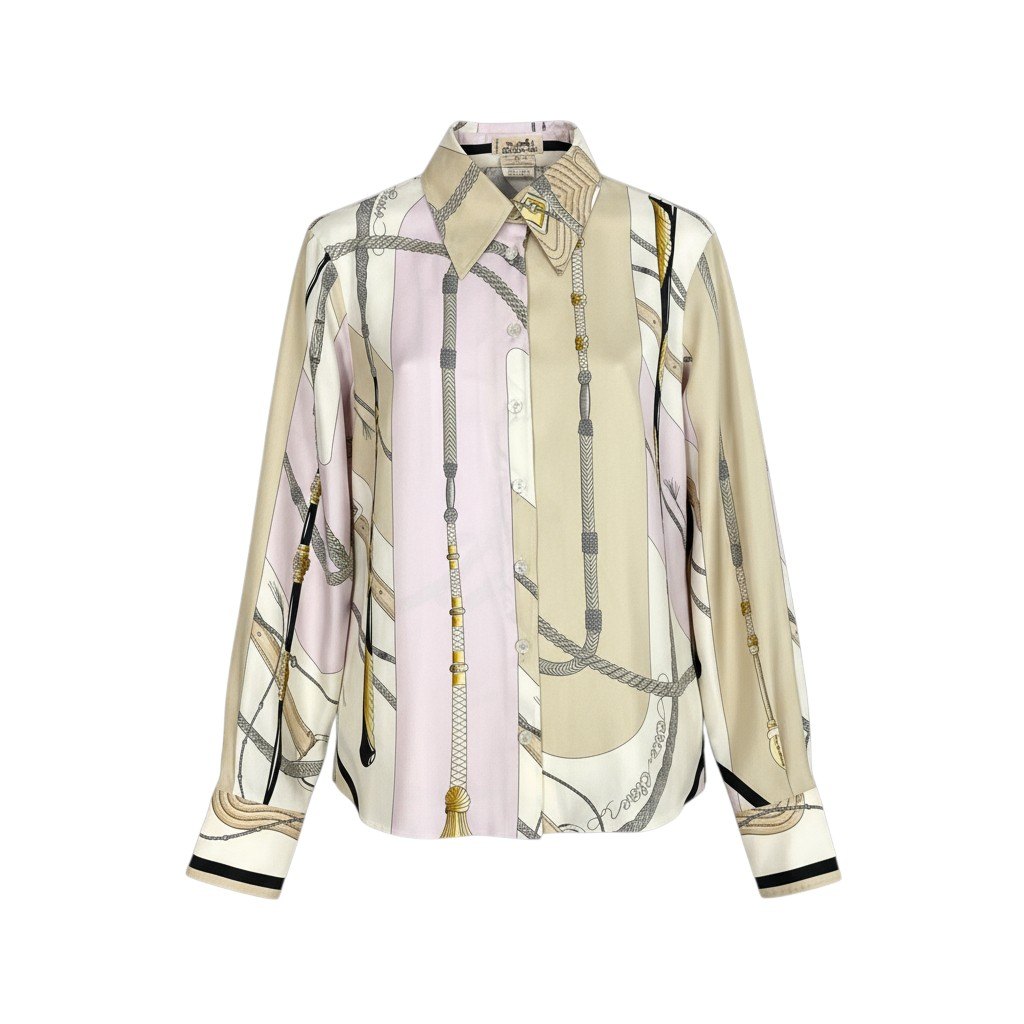 中古　美品　HERMES　シルク　ストライプ柄 　長袖　トップス　38 楽天市場】【中古】 HERMES （エルメス） ｼｬﾂ シャツ ストライプ柄