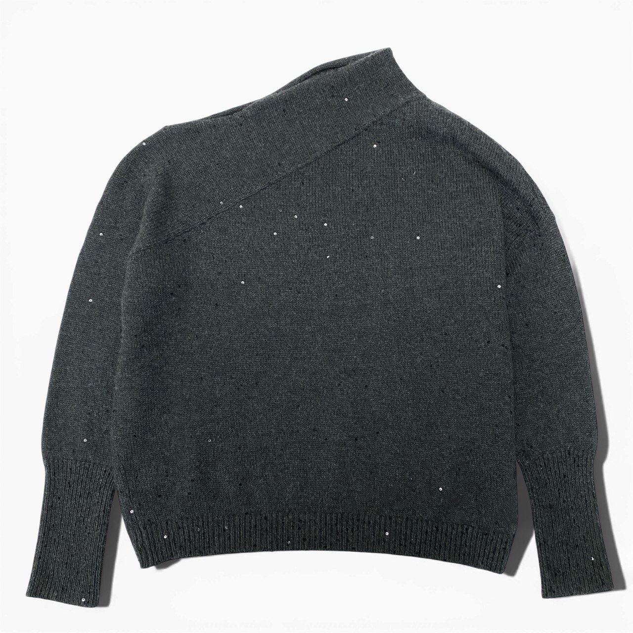 BRUNELLO CUCINELLI ブルネロクチネリ スパンコール絵図面 カシミール絹地 編み物スウェーター 大いさXXS 薄墨色系 レディース お上さん用 トップスk02i 中古 ベスト・ジレ-トップス