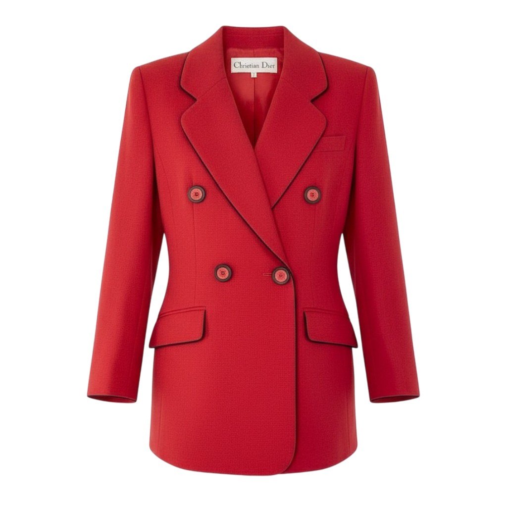 Christian Dior ディオール Vintage テーラードジャケット スポーツジャケット ダブル前胸部 パイピング 9大きさ 赤いこと 黒いこと レディース 成人女性用o07t【中古】