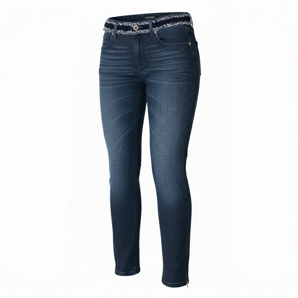 楽天市場】CHANEL シャネル ココステッチ ツイードラインデニムパンツ