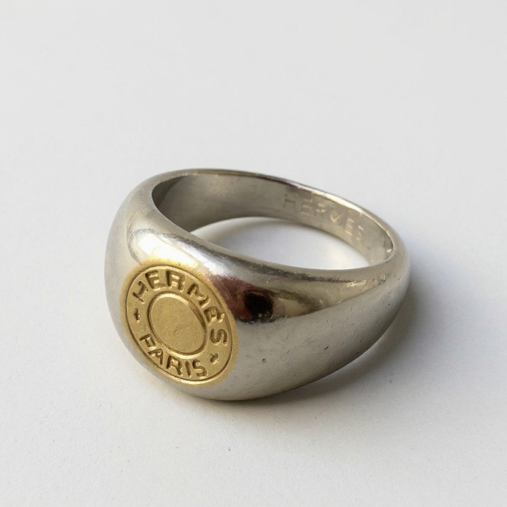 Vintage HERMES エルメス K18コンビ セリエリング アクセサリー 12.5号 ゴールド×シルバー K18 Silver925ta1 中古
