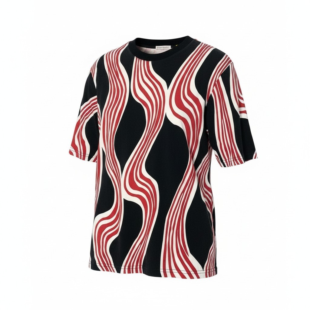 MONCLER モンク線路 × JW Anderson ALL OVER PRINT SS T-SHIRT 大きさS カットソー プルオーバー 黒いこと 赤いことt18r 【中古】