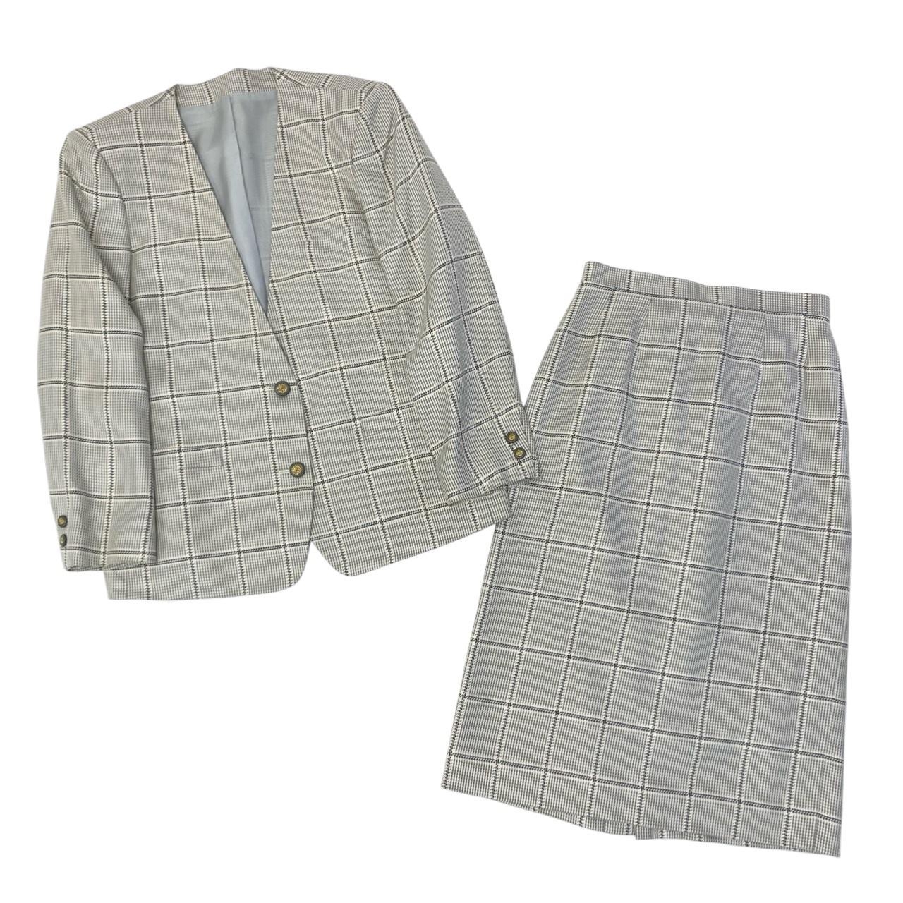 Vintage Burberrys バーバリーズ スコート背広 セットアップ かざり付ける名取り草 否色つや 11 薄墨色系 照合のしるし レディースu02t中古