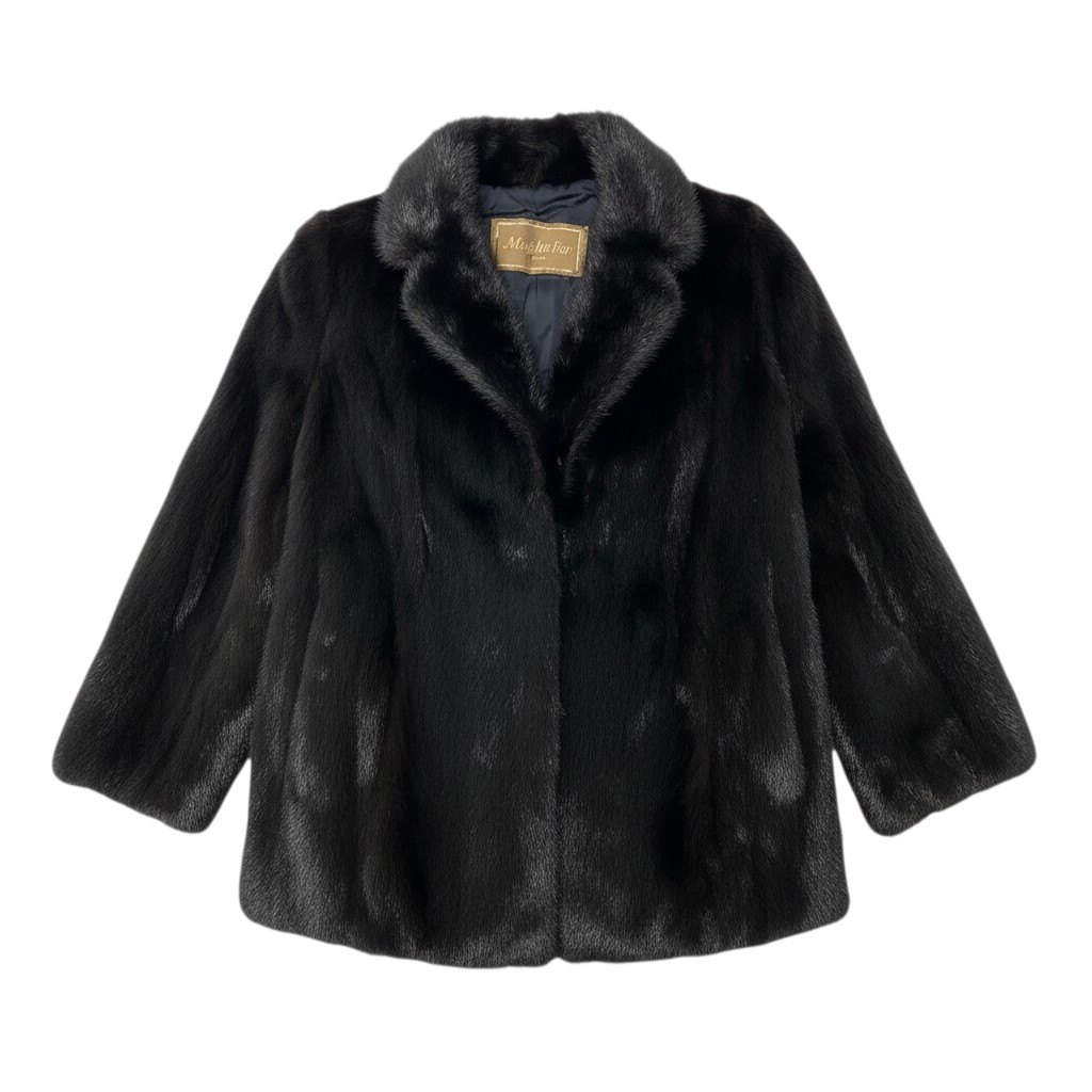 Moonbat Fur 金引き船 うす暗いミンクのコート 毛革厚地の外套 大きさ11 黒いこと 本獣の皮 Mink Fur Coat 毛質◎t18r 中古