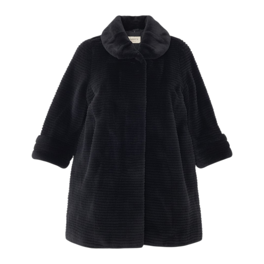 PARTINA パルティナ シェアード 染めミンク ロングコート サイズF ブラック 本毛皮 Mink Fur Long Coatt18r 中古