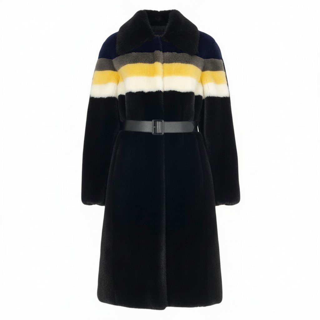 《未当てはめる》 LOUIS VUITTON ルイヴィトン 本獣の皮 ミンクのコート毛皮 ロング厚地の外套 Mink Fur Long Coat 大いさ34 黒いこと フランス共和国製 裏地絹地 三尺帯付t18r 中古