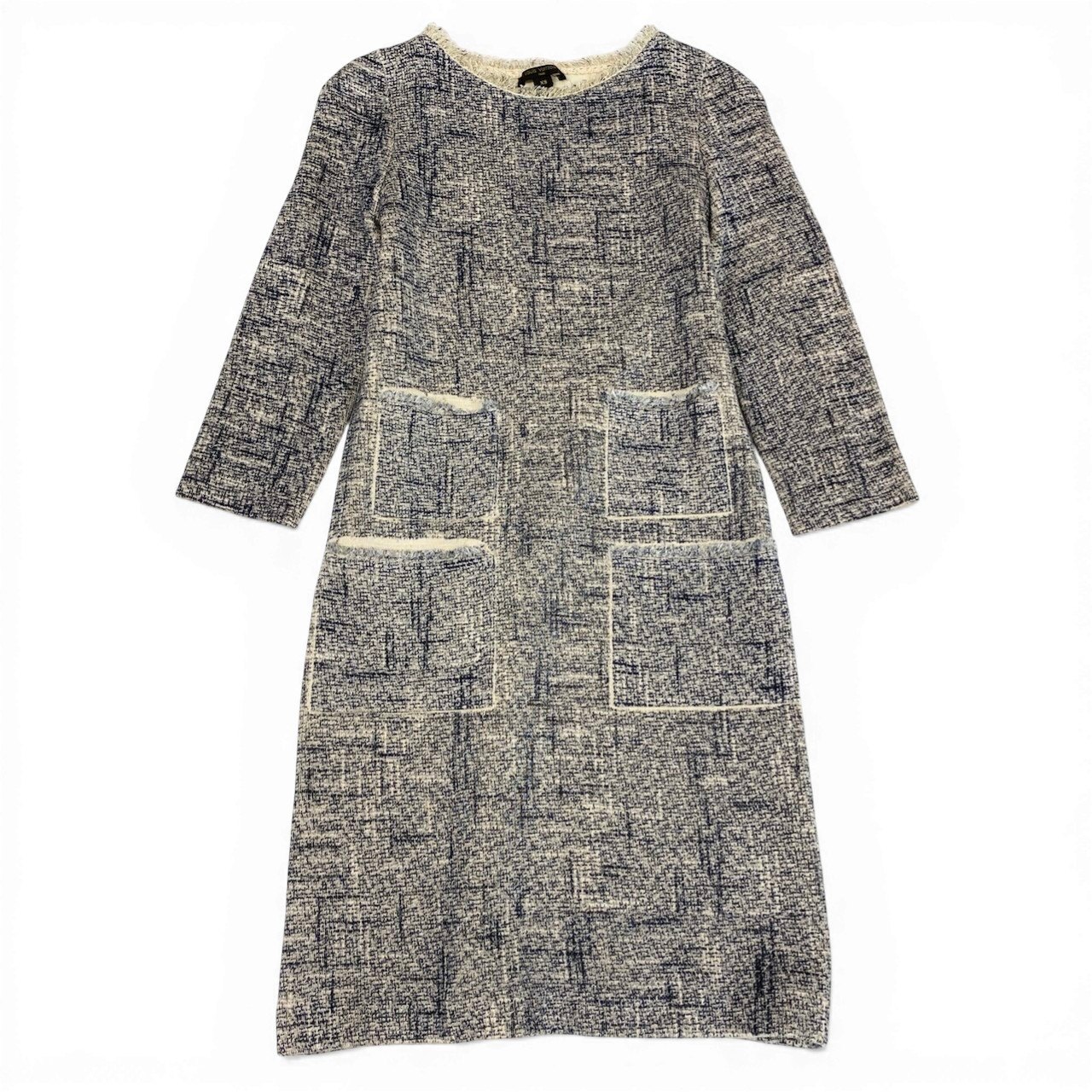 《美品》 LOUIS VUITTON ルイヴィトン 地絹雑ぜ合わせる フレイドワンピース Silk Blend Frayed Mini Dress 大きさXS 薄墨色 イタリア製t18r 中古