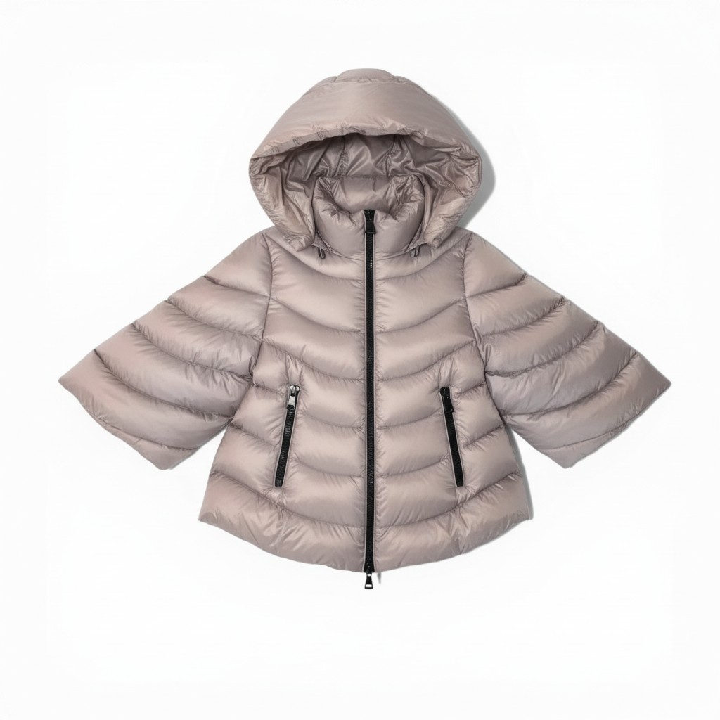 MONCLER モンク軌跡 AKYLINA DOUDOUNE LEGERE 落ち込む上衣 フーデット 遊撃手落ち込む ７分袖 軽さ レディース 成人女性服 大きさ０ ライトパープルo07t【中古】