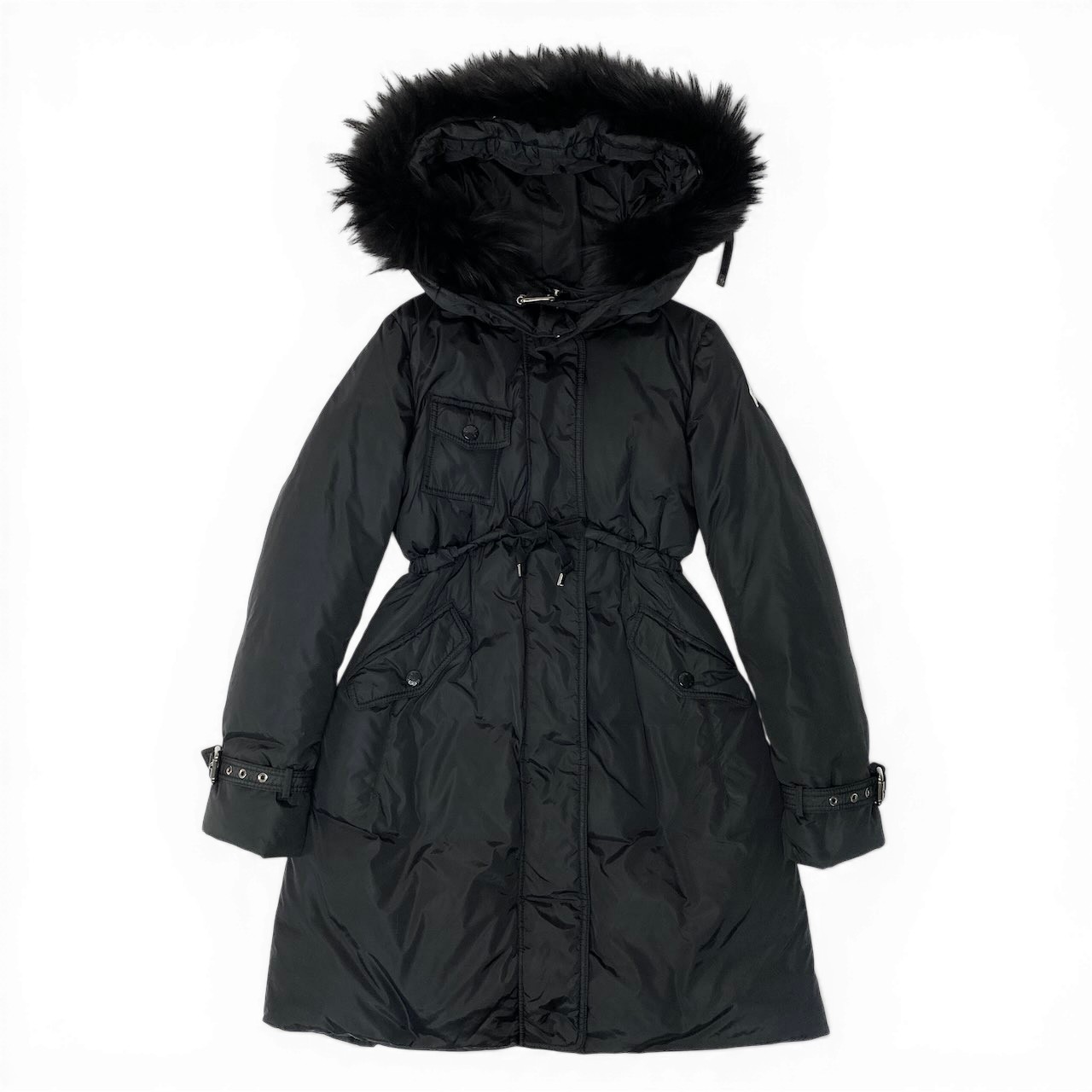 MONCLER モンク軌跡 PHALANGERE ファランジェール ロングダウンコート 大きさ00 黒いこと Down Long Coat 成人女性用t18r 中古