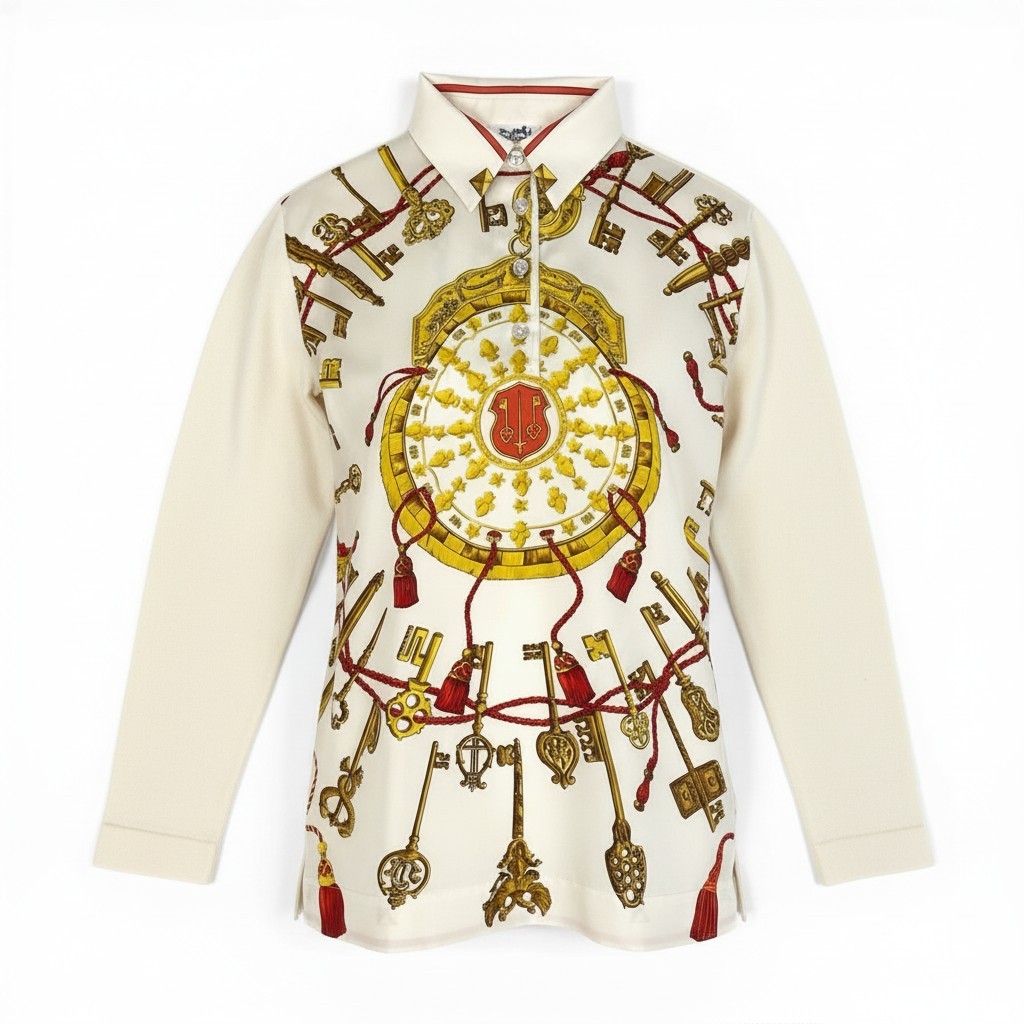 HERMES エルメス シルク切替 長袖ポロシャツ サイズS ホワイト系 レディース POLO MANCHES LONGUESta1 中古｜バリューストック 29,526円