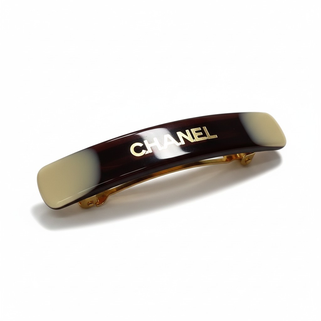 【美品】 CHANEL シャネル 01A バレッタ ヘアクリップ バイカラー ゴールドロゴ ヴィンテージ ヘッドアクセサリー ボルドー系 レディースta1 【中古】｜バリューストック