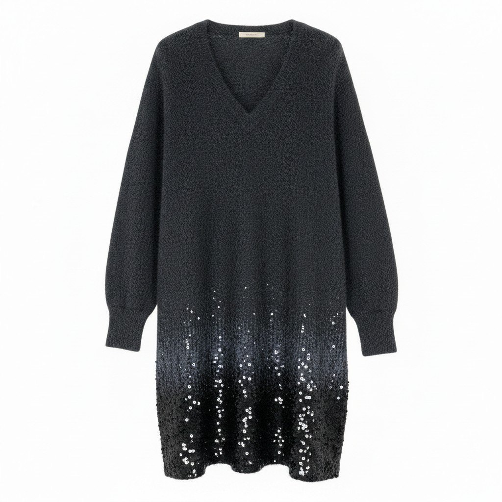 LOUIS VUITTON ルイヴィトン グラデーションスパンコール ニットワンピース モヘアブレンド Vネック F4KD24ODX サイズXS グレー レディース 女性用k02i 中古|バリューストック