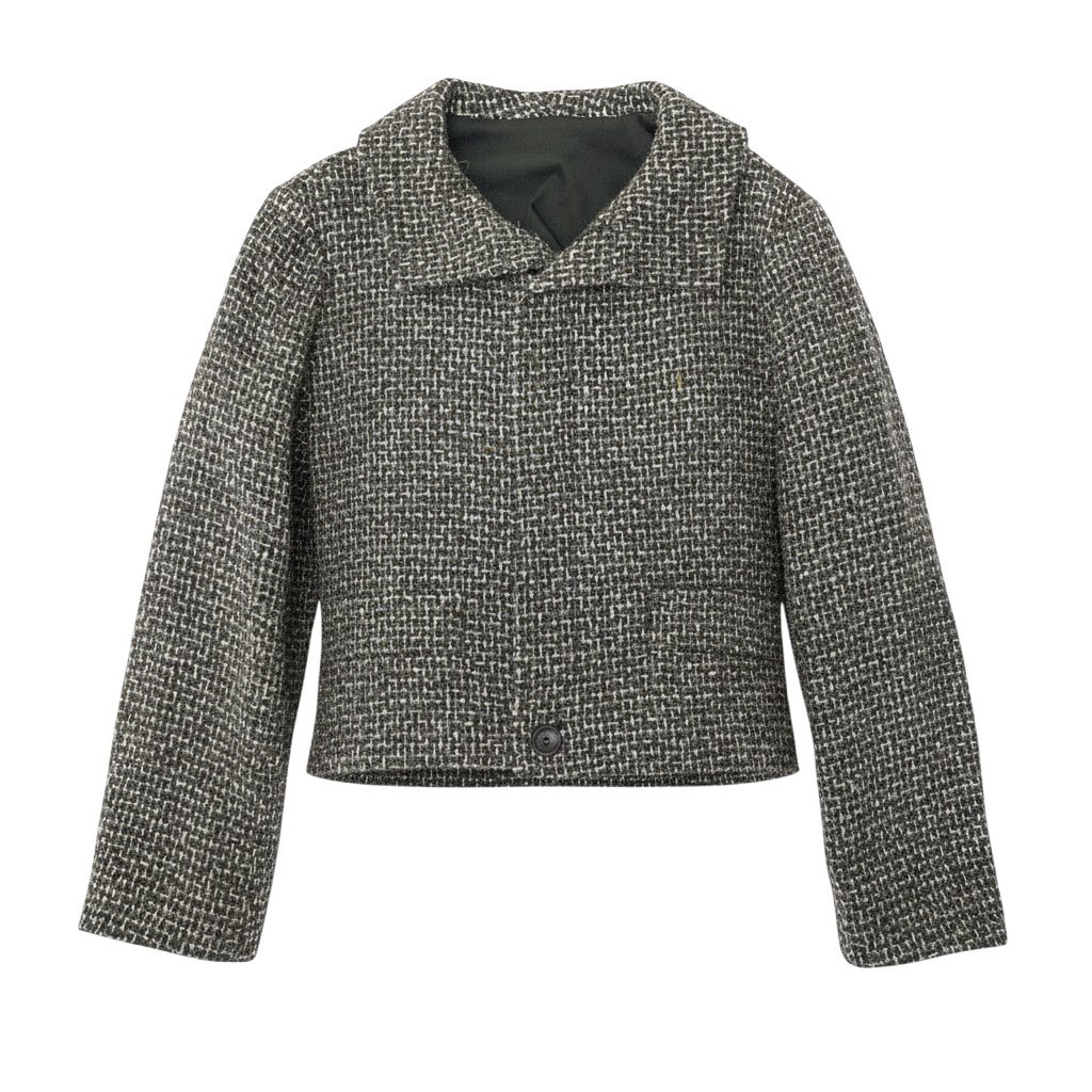【美品】Y&rsquo;s YOHJI YAMAMOTO ワイズ ヨウジヤマモト ツイードジャケット ハイネック ショート丈 アウター 日本製 2サイズ マルチカラー レディース 女性用k02i 中古｜バリューストック