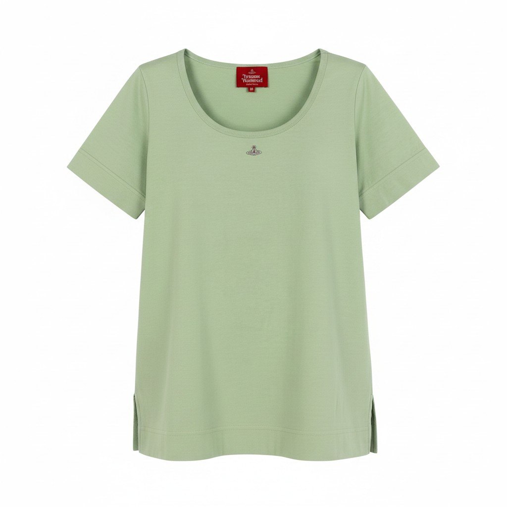 Vivienne WestWood RED LABEL ヴィヴィアンウエストウッド 赤いこと付け札 オーブ刺しゅう カットソー ORB 半袖プルオーバー トップス 16-12-341020 大きさ02 ライトグリーン 綿織物100％ レディース お上さん服u02t 中古