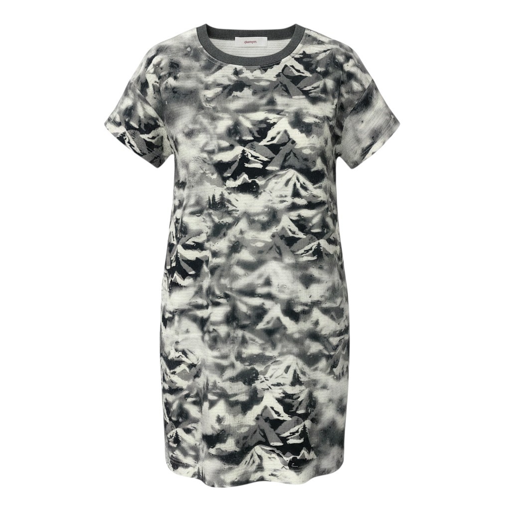 【美品】 chalayan フセイチャラヤン ショートスリーブ プリントワンピース 雪山 ストレッチ サイズS グレー系 レディース 女性用u02t中古|バリューストック