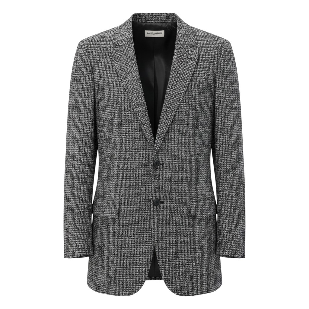 【極美品】SAINT LAURENT ツィード上衣 テーラードジャケット イタリア製 36大きさ 薄墨色系 毛糸100％ メンズ 成人男性用k02i 中古