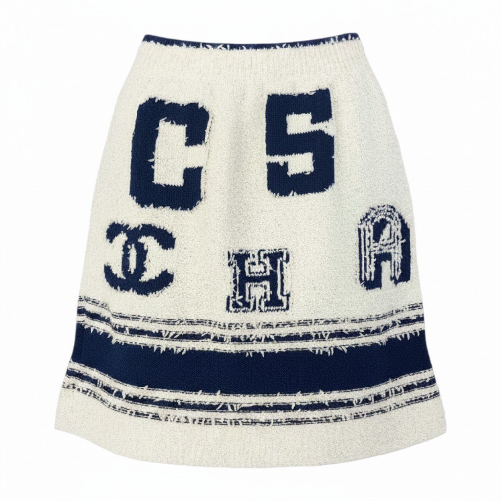 【美品】CHANEL 2019 船路伝達ルート ミニスカート ココマーク P61005K46380 MG005 36大いさ 白いこと 青碧 レディース お上さん用ta1 中古